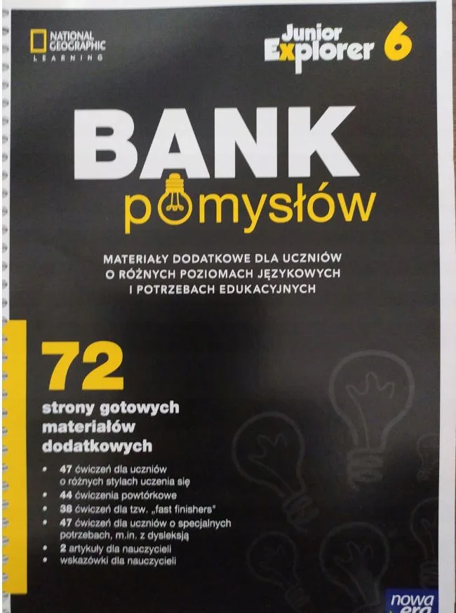 Okładka: JUNIOR EXPLORER KLasa 6 Bank pomysłów NOWA ERA