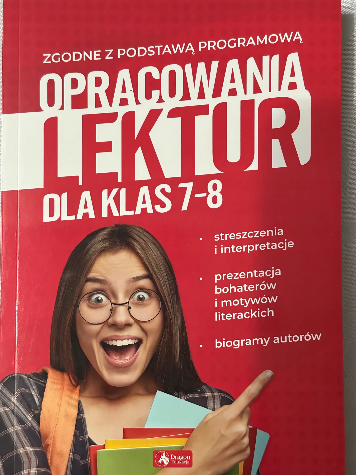 Okładka: OPRACOWANIA lektur klasa 7 8 streszczenia ściąga omówienia nowa podstawa