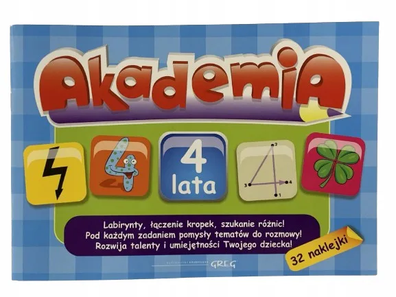 Okładka: KSIĄZECZKA Z NAKLEJKAMI edukacyjna dla maluchów 4 lata