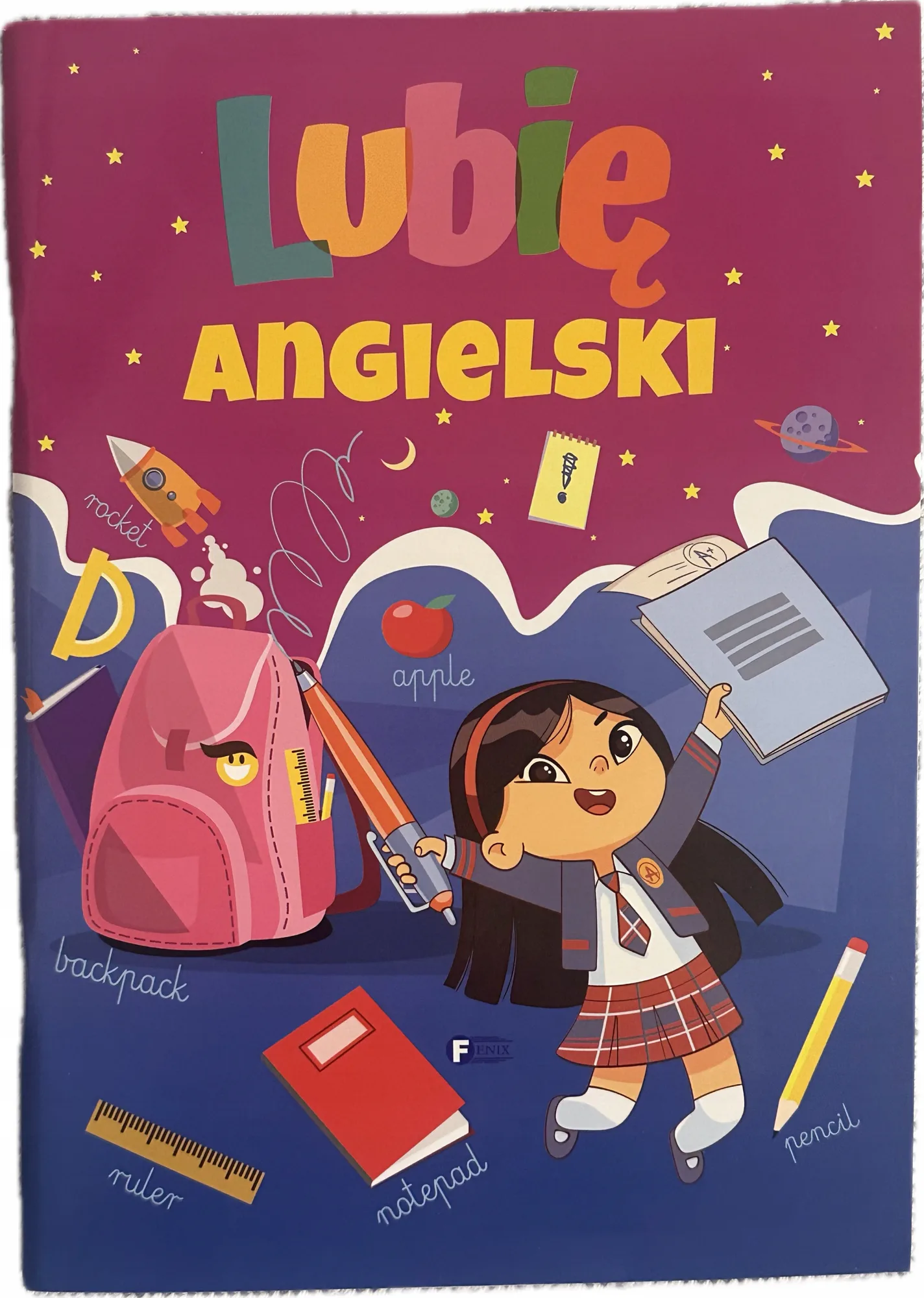 Okładka: Język angielski ćwiczenia karty pracy wykreślanki krzyżówki słówka kl.1 2 3